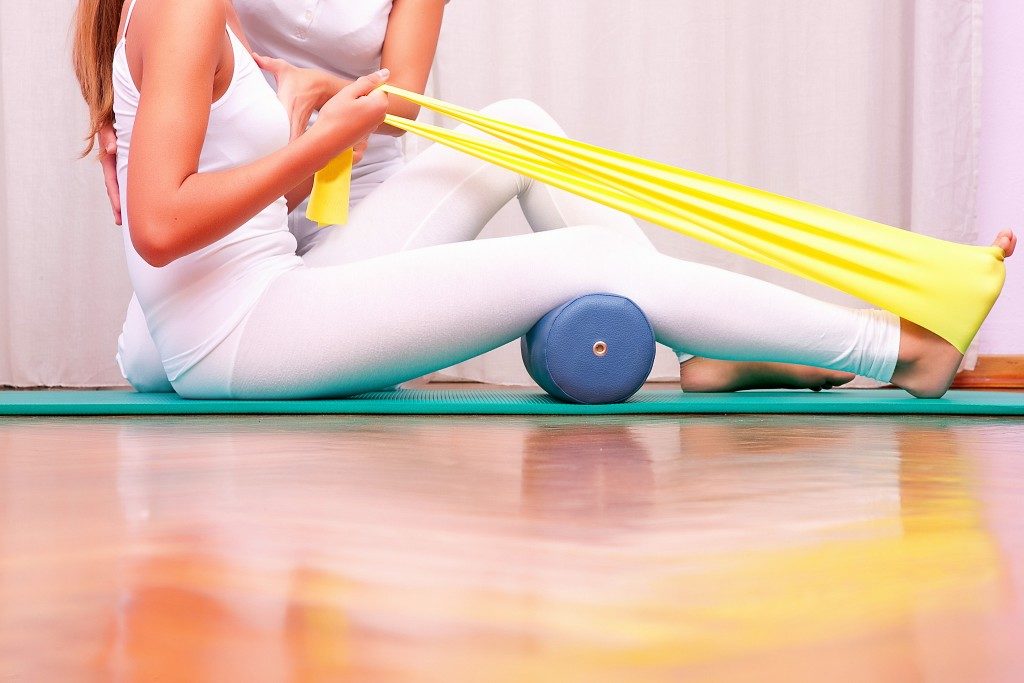 woman using a resistance band