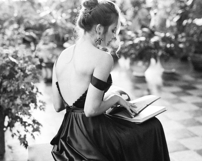 a woman with an elegant hairstyle